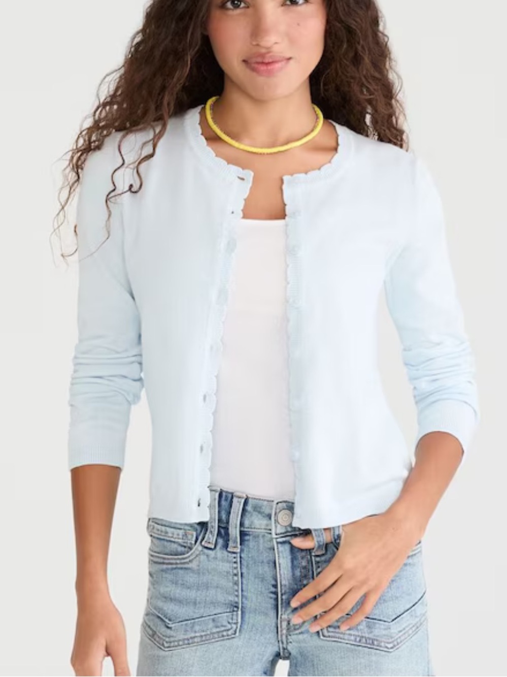 Aeropostale Light Blue Scalloped Button Front Crew Cardigan Sweater NWT Size XL